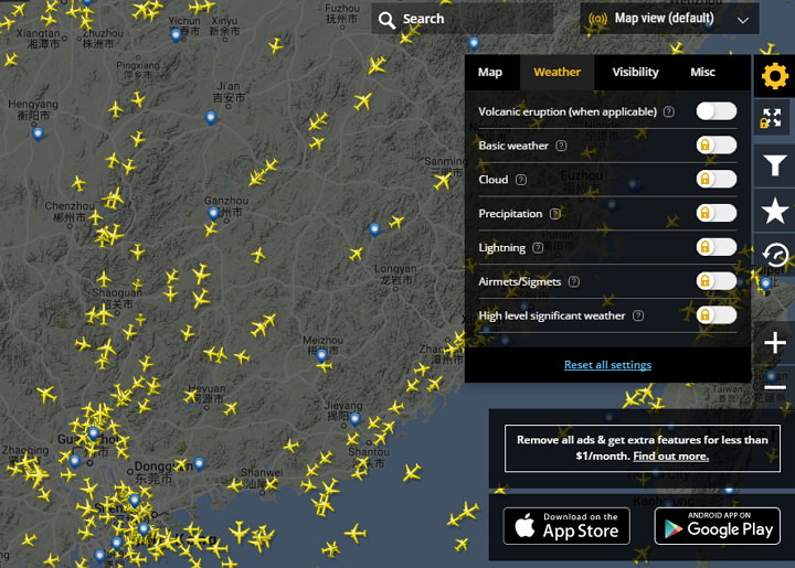 [推薦] Flightradar24 – 地圖即時顯示飛機動態/查詢航班路線資訊