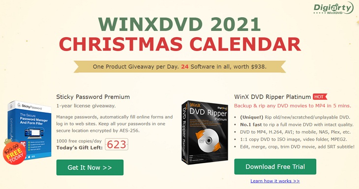 Digiarty 聖誕節活動 x WinX DVD 超過 20 款軟體價值近千美元限時免費下載